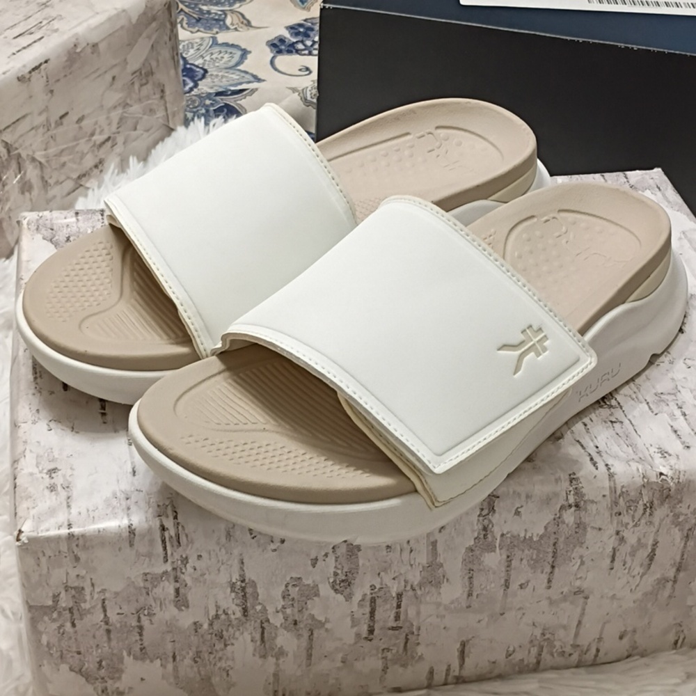 KURU Moment Cream Arch supportive premium recovery slide Sandals Arch Support - Picture 3 of 16